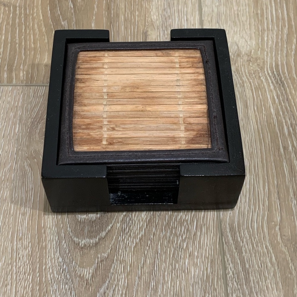 Bamboo Coaster Set with Holder